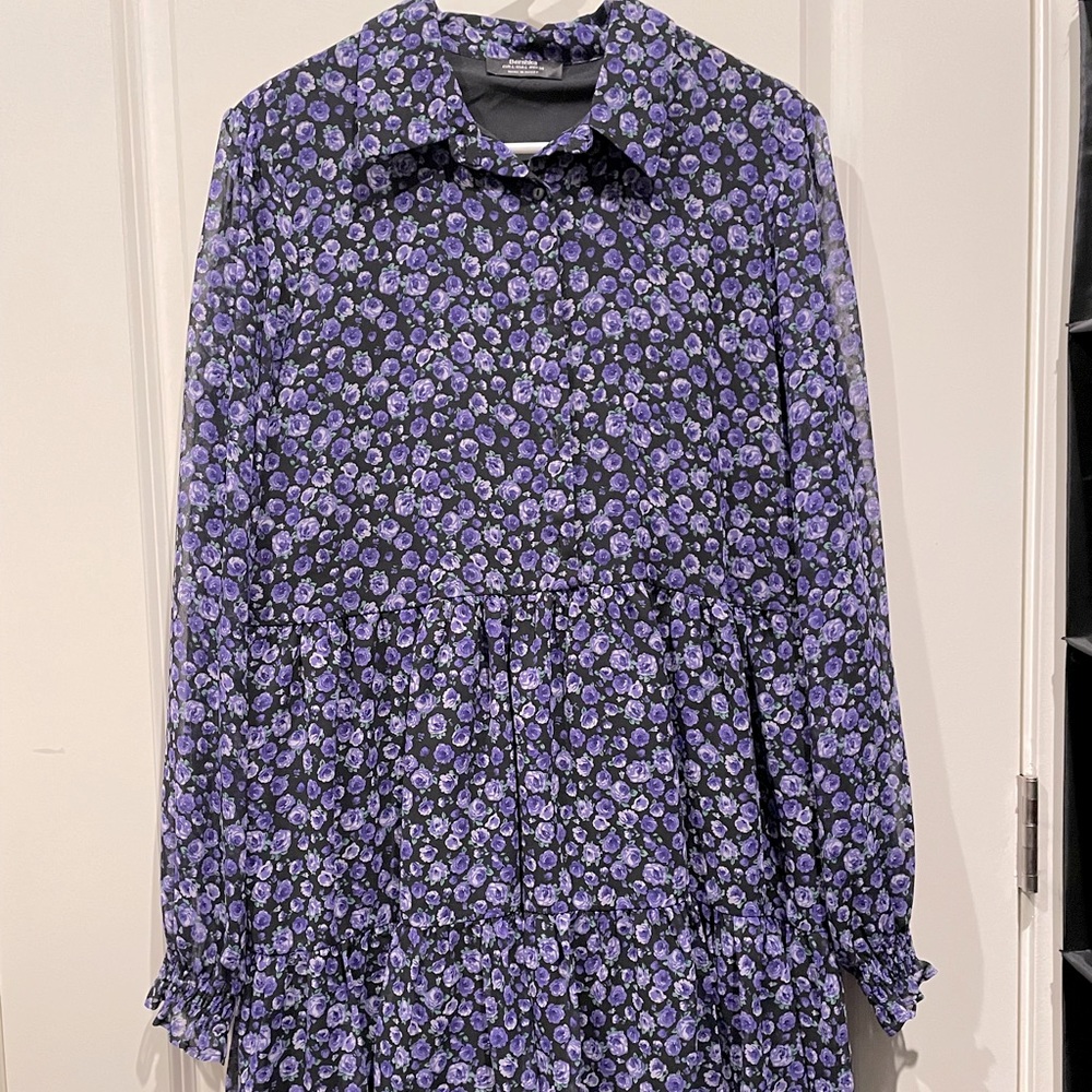 Long sleeve lined babydoll swing dress